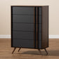 Naoki Bedroom Chest - Modern 5-Drawer Storage Unit in Two-Tone Grey and Walnut Finish for Stylish Organization