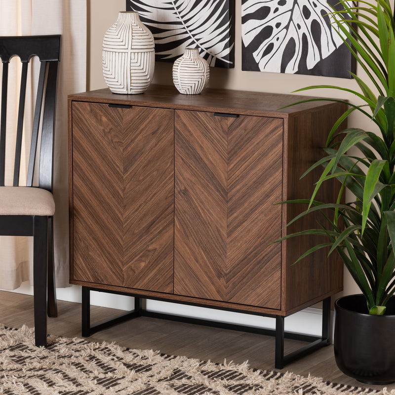 Sadia Storage Cabinet Modern Walnut Brown Finished Wood with Ample Storage Space and Stylish Design