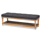 Linda Storage Bench Modern and Rustic Charcoal Linen Fabric Upholstered Greywashed Wood