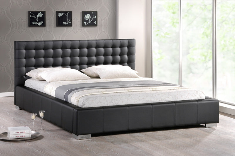 Madison Modern Bed with Upholstered Headboard - Black