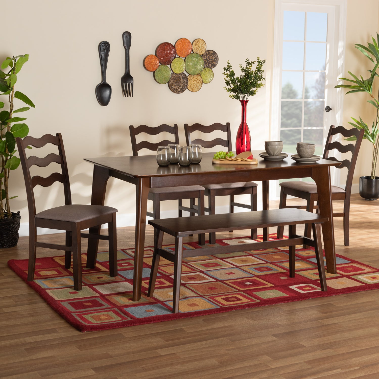 Dulce 6-Piece Dining Set in Grey and Cappuccino - Mid-Century Modern Design