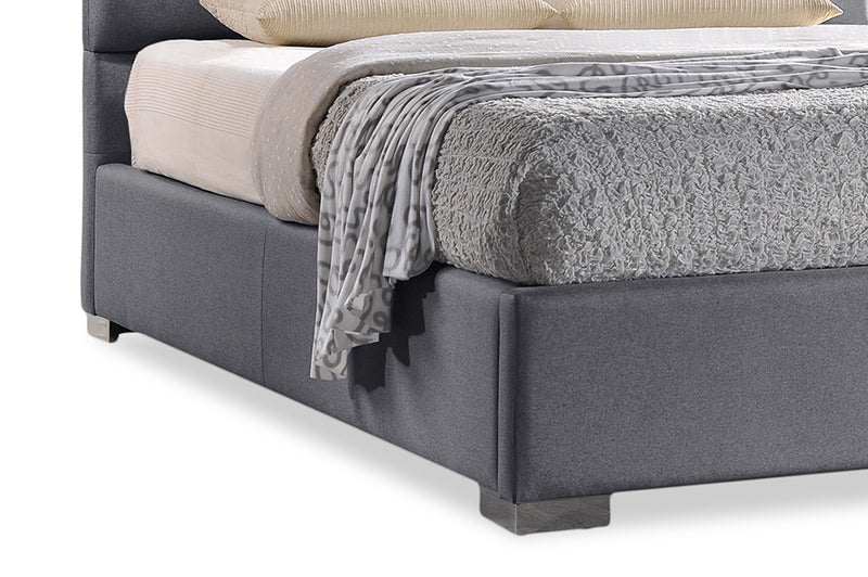 Sophie Queen Size Platform Bed Modern Contemporary Grey Fabric Upholstered Design for Stylish Bedrooms