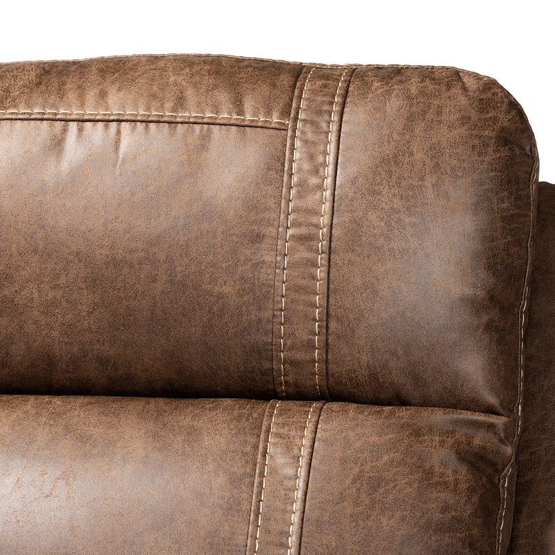 Buckley Reclining Sofa Modern Light Brown Faux Leather Upholstered 2-Seater Couch for Stylish Living Rooms