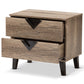 Swanson Light Brown Wood Nightstand with 2 Drawers for Modern Bedroom Storage and Contemporary Design