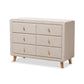 Jonesy Dresser - Mid-Century Beige Linen Upholstered 6-Drawer