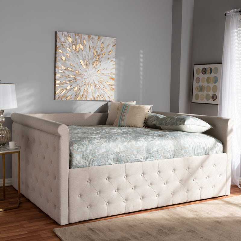 Amaya Daybed - Modern and Contemporary Light Beige Fabric Upholstered