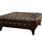 Pemberly Dark Brown Bonded Leather Square Ottoman with Storage for Living Room or Bedroom Use