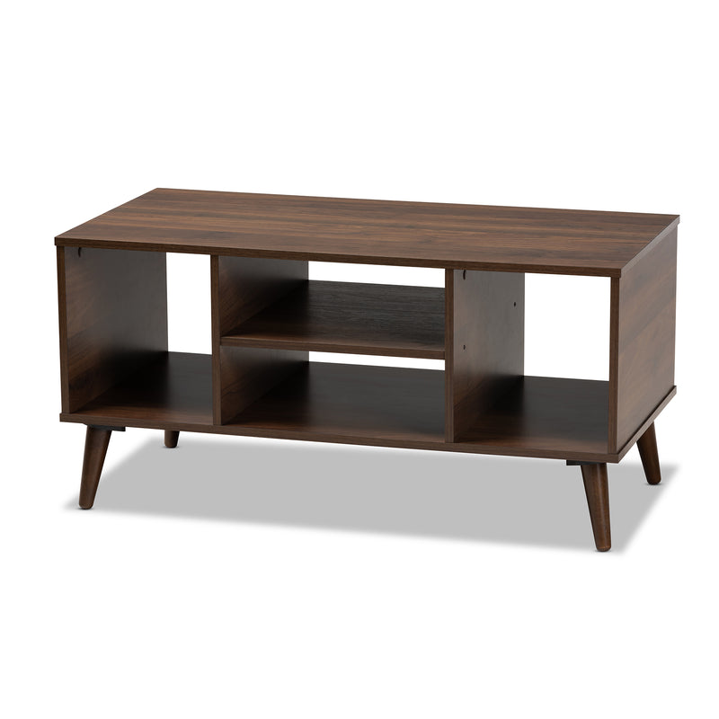 Linas Mid-Century Modern Coffee Table with Walnut Finish for Stylish Living Room Decor