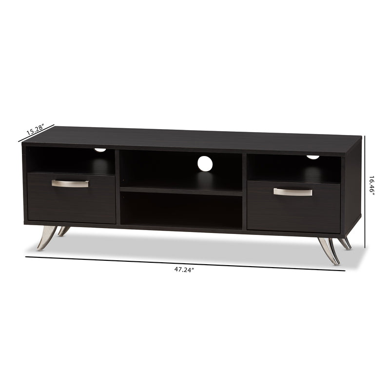 Warwick TV Stand Modern Espresso Brown Finished Wood Entertainment Center with Storage for Living Room