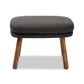 Lovise Ottoman Mid-Century Modern Dark Grey Fabric Upholstered Walnut Brown Finished Wood