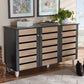 Gisela Shoe Storage Cabinet Modern and Contemporary Two-Tone Oak and Dark Gray 3-Door