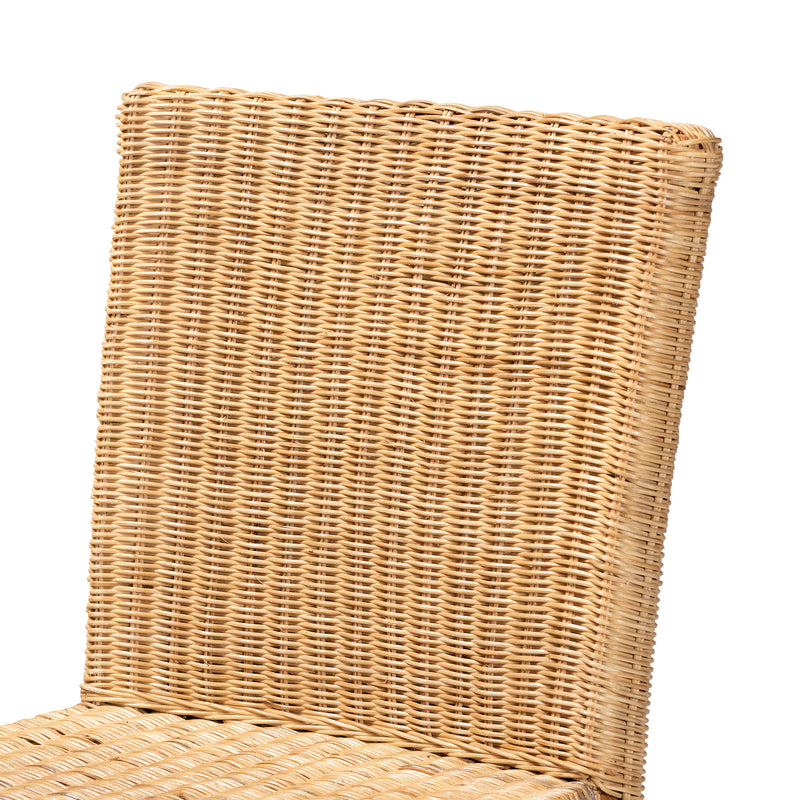 Racquel Bar Stool Modern Bohemian Design Natural Rattan and Mahogany Wood for Stylish Seating