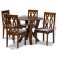 Elaine Dining Set Modern 5-Piece Grey Fabric Upholstered with Walnut Brown Finished Wood