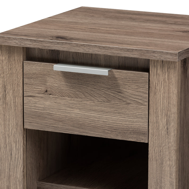 Laverne Nightstand Modern Oak Brown Design with 1 Drawer for Bedroom Storage