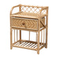 Kobie Nightstand Modern Bohemian Natural Brown Rattan with 1 Drawer for Chic Bedroom Storage