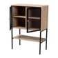 Asher Sideboard Modern Industrial Design Natural Brown Wood Black Metal 2-Door Storage Cabinet for Living or Dining Room