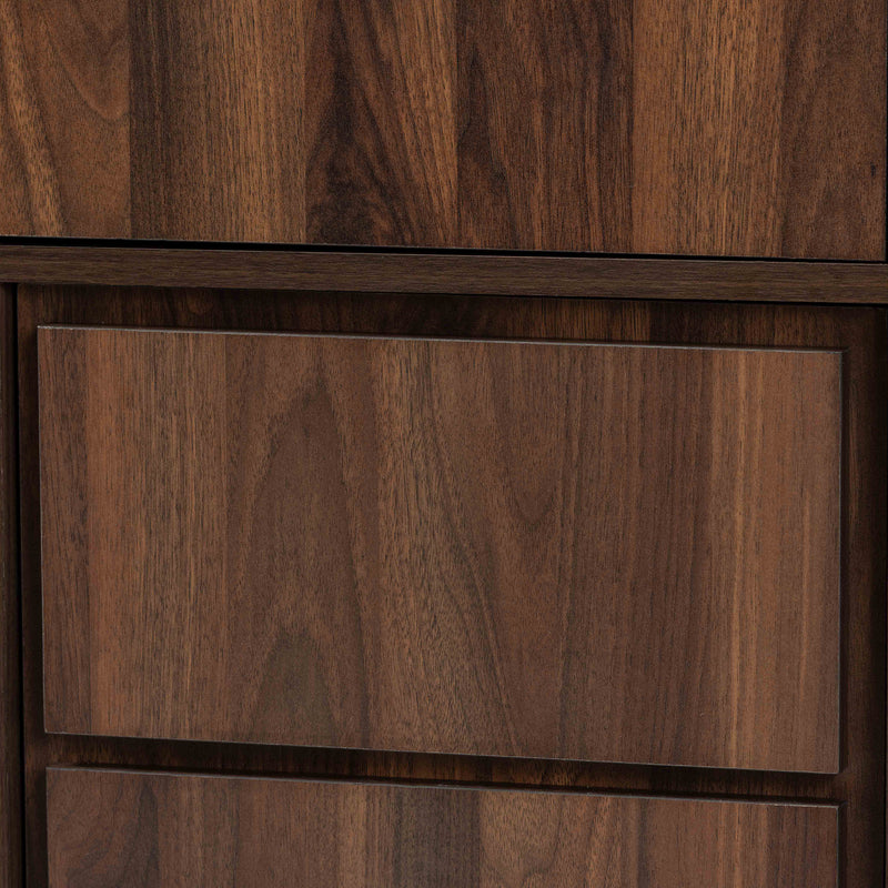 Neil Multipurpose Storage Cabinet in Modern Contemporary Design with Walnut Brown Wood and Black Metal Finish