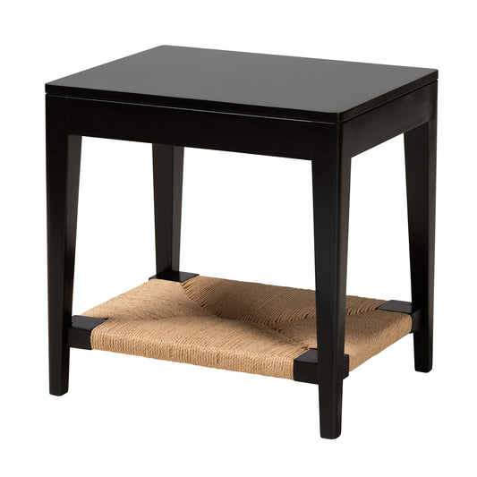 Freya End Table Modern Bohemian Design in Black Bayur Wood for Stylish Living Spaces