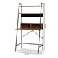 Palmira Modern Industrial Desk Walnut Brown Wood and Black Metal with Shelves for Home Office or Workspace