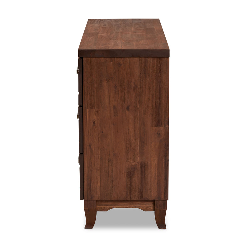 Ella Modern 6-Drawer Dresser in Warm Oak Brown Finish, Stylish Storage Solution for Your Bedroom