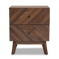 Hartman Mid-Century Modern Nightstand Walnut Brown Finished Wood with 2 Drawers for Stylish Bedroom Storage