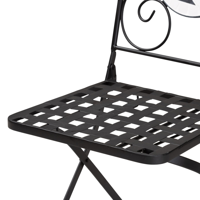 Callison Outdoor Dining Set - Modern 3-Piece Metal and Multi-Colored Glass in Black Finish for Stylish Patio Dining