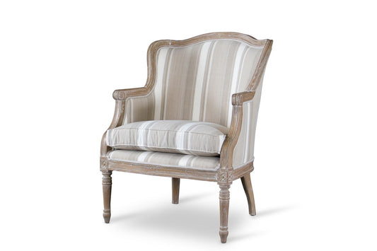 Charlemagne Accent Chair Traditional French Oak Brown Stripe