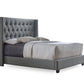 Katherine King Size Wingback Bed in Contemporary Grey Fabric with Nail Head Trim and Elegant Design