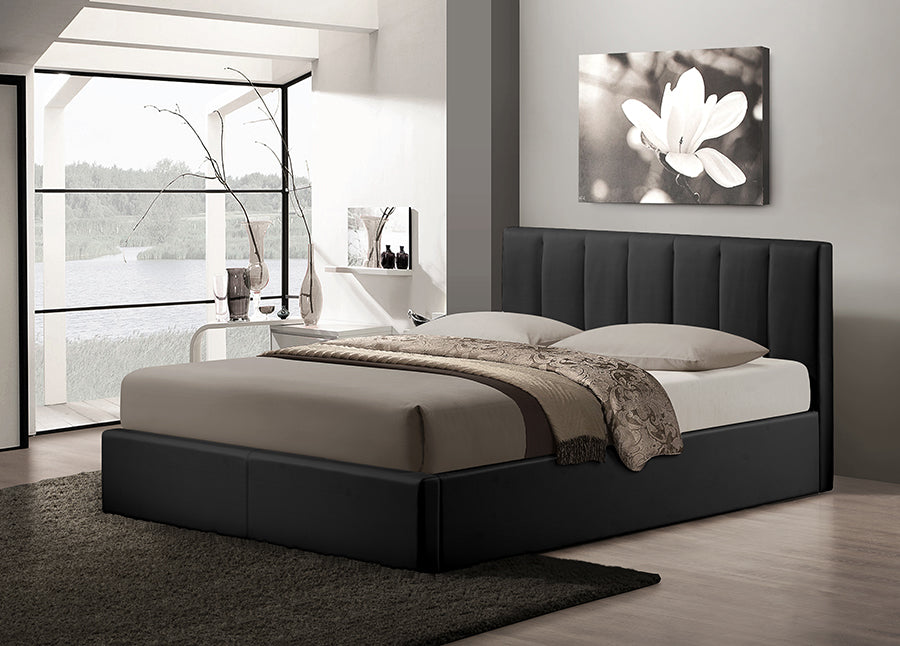 Templemore Black Leather Contemporary Bed