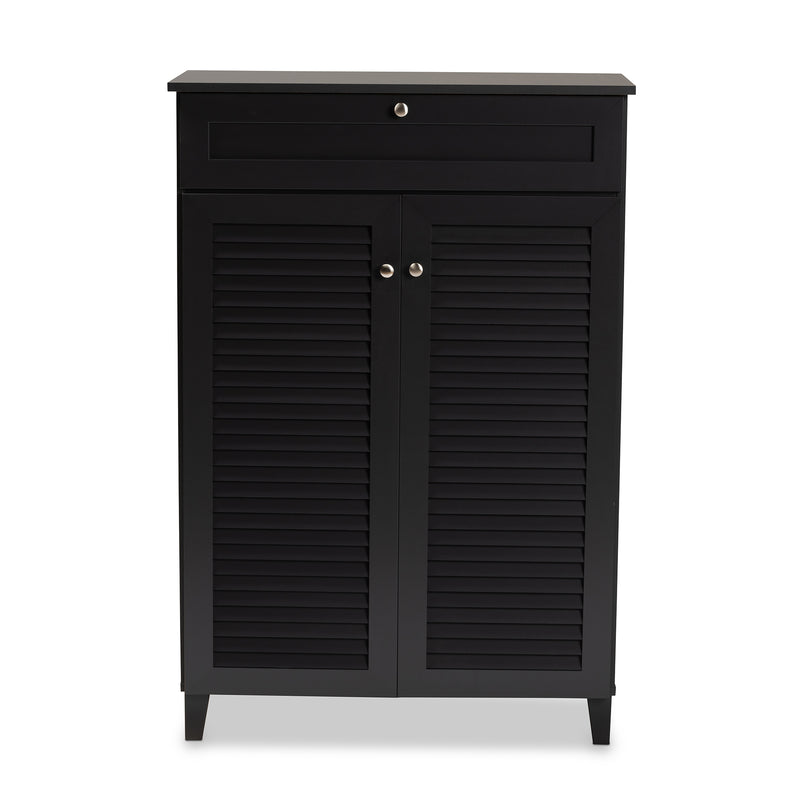 Coolidge Shoe Storage Cabinet Modern and Contemporary Dark Grey Finished 5-Shelf Wood with Drawer