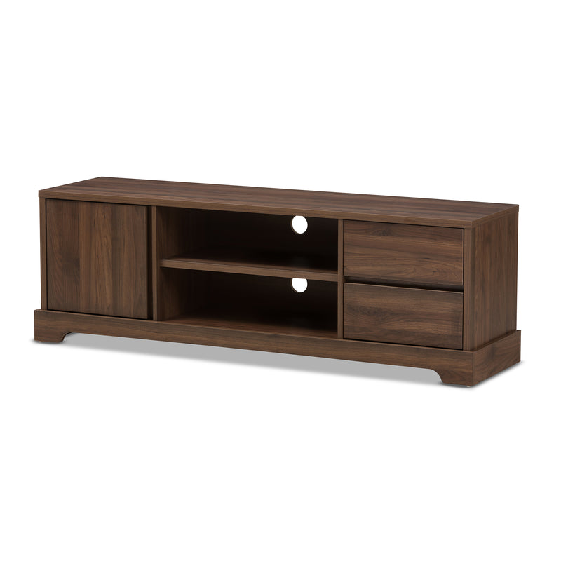 Burnwood Modern Walnut Brown Wood TV Stand for Living Room, Contemporary Entertainment Center with Storage Shelves and Cable Management