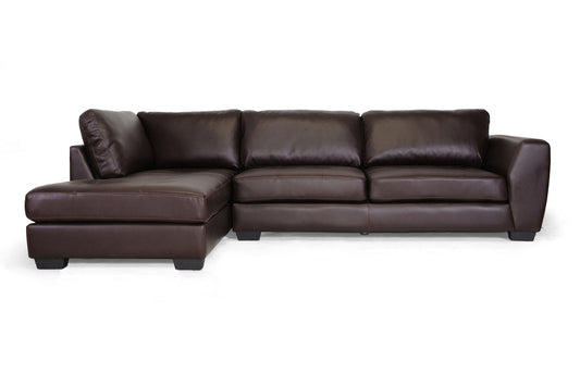 Orland Sectional Sofa Set Brown Leather Modern with Left Facing Chaise