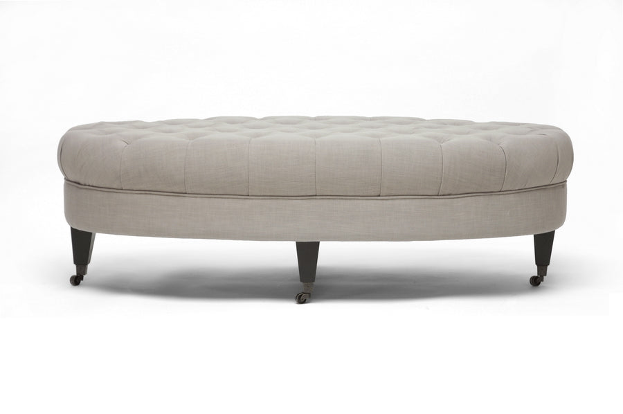 Brighton Ottoman Beige Linen Modern Tufted Design for Stylish Home Decor and Versatile Seating Options