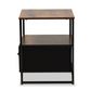 Hakan Modern Industrial 1-Drawer Storage Cabinet Walnut Brown Wood and Black Metal Design for Stylish Home Organization