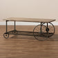 Terence Coffee Table Vintage Rustic Industrial Design with Natural Wood and Black Metal Wheels