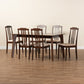 Clarissa Dining Set Mid-Century Modern 7-Piece Cream Fabric and Dark Brown Wood Furniture for Elegant Dining Rooms