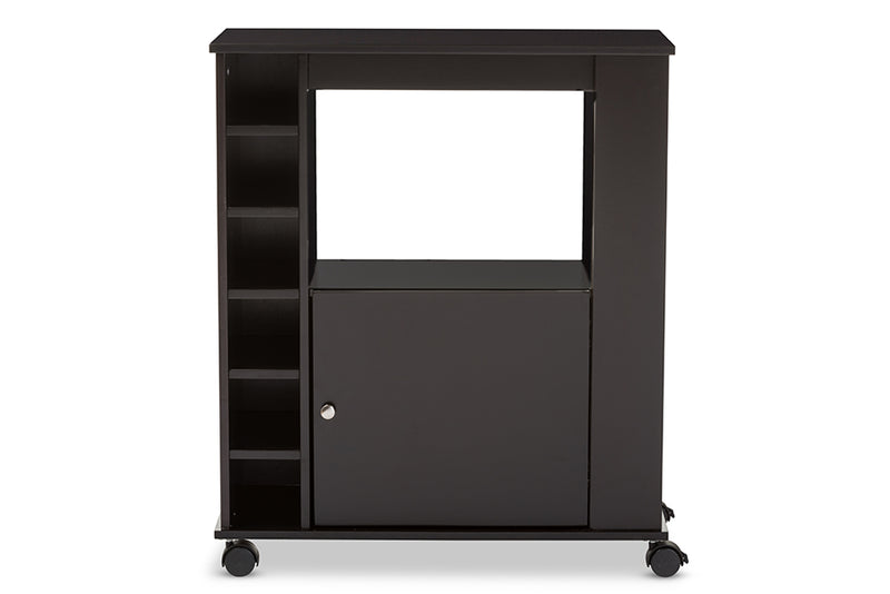 Ontario Modern Dry Bar and Wine Cabinet in Dark Brown Wood - Stylish Storage Solution