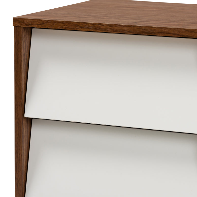 Hildon Mid-Century Modern 3-Piece Storage Set in Two-Tone White and Walnut Finished Wood for Stylish Organization and Décor