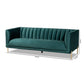 Maia Sofa Contemporary Glam Luxe Green Velvet Fabric Upholstered Gold Finished Metal