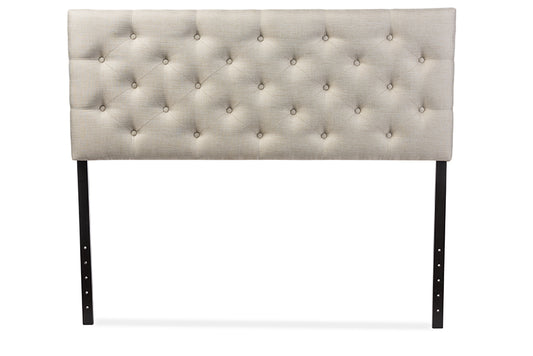 Viviana Queen Size Headboard Modern Light Beige Fabric Upholstered with Button-Tufted Design for Stylish Bedroom Decor