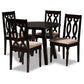 Heidi 5-Piece Dining Set Modern Sand Fabric Upholstered Chairs with Dark Brown Finished Wood Table