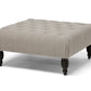 Keswick Ottoman Beige Linen Modern Tufted