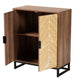 Josephine Storage Cabinet - Mid-Century Modern Design with Two-Tone Walnut and Natural Brown Wood, Black Metal Accents, and 2 Doors for Organization