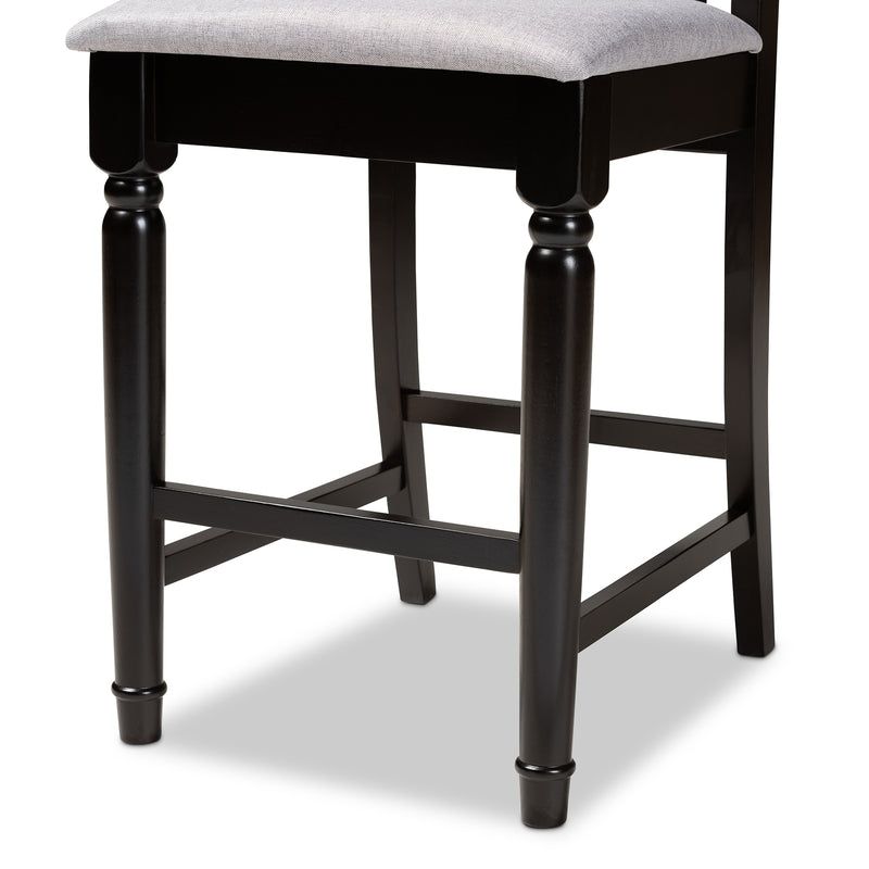 Darcie Counter Stool Set of 4 Modern and Contemporary Grey Fabric Upholstered Espresso Brown Finished