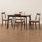 Delphina Dining Set Mid-Century Modern 5-Piece Cream Fabric and Dark Brown Wood Furniture for Stylish Dining Rooms