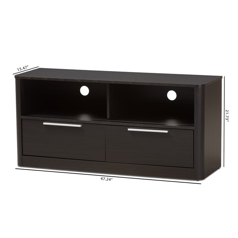 Carlingford TV Stand Modern Contemporary Espresso Brown Wood with 2 Drawers for Living Room Storage and Entertainment