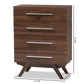 Auburn Mid-Century Modern 4-Drawer Chest in Walnut Brown for Stylish Storage Solutions