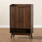 Lena Mid-Century Modern Shoe Cabinet Walnut Brown 5-Shelf Wood Entryway Storage for Organizing Footwear and Accessories