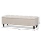 Brette Storage Bench Light Blue Fabric Upholstered Dark Brown Finished Wood Mid-Century Modern