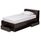 Carlson Twin Size Platform Storage Bed - Modern Espresso Brown Wood with 3 Drawers for Organized Living